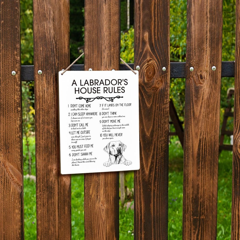 FUGWN A Labrador’s House Rules Dog Wooden Signs 8x10, Labrador Retriever Gifts, Signs for Home Decor, Dog Decorations for the Home, Wall Decor, House Rules Sign, Gifts for Pet Owners Owners - Image 5